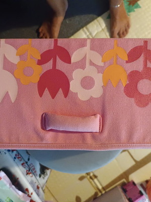 Fabric storage box with retro floral design, foldable