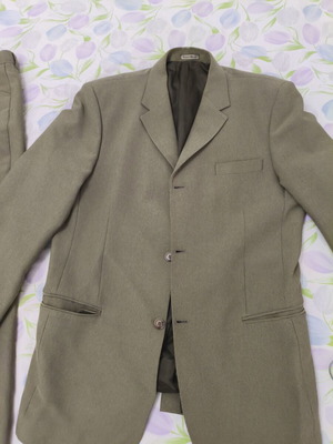 Suit jacket and trousers used, olive color, size L