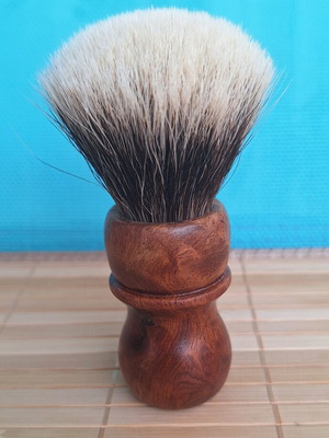 Elite Razor Amboyna Burl Shaving Brush like new, handmade USA