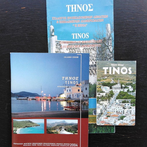 Tinos maps and travel guide used with Antiparos cave flyer