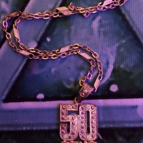 50 Cent pendant necklace used, silver