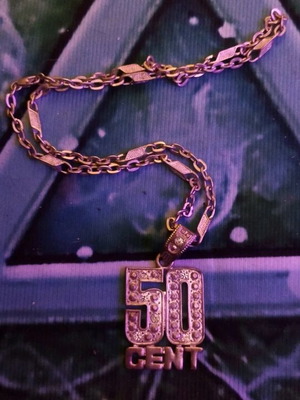 50 Cent pendant necklace used, silver