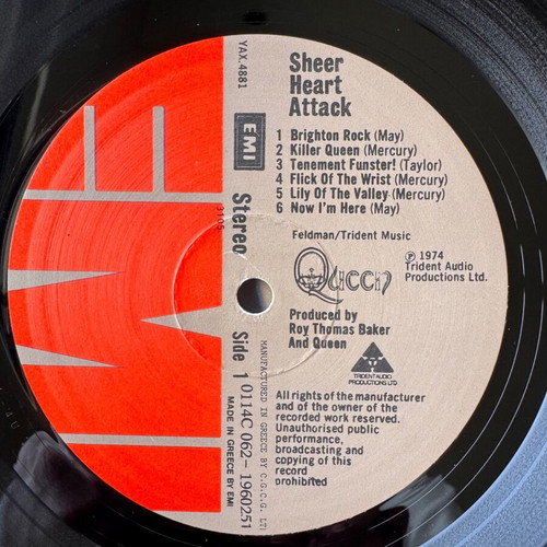 Queen Sheer Heart Attack LP used, Greek reissue 80s