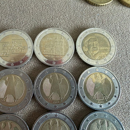Germany Euro Coin Collection used, 48 pieces 2, 1 and 0.50 euro
