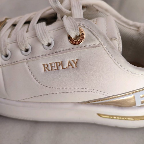 Replay sneakers size 34 like new, white with gold details