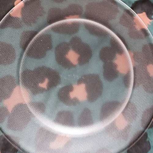 Minimal large serving platter 32 cm thick glass new