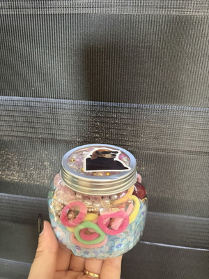 Jar with Accessories like new, stainless steel jewelry and beach items