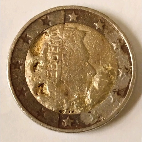Collector 2 euro coin used with production defect Luxembourg