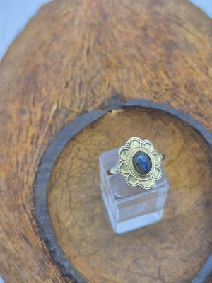 Labradorite Brass Adjustable Ethnic Ring for Women