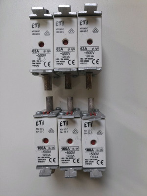 Ασφάλειες μαχαιρωτές μεταχειρισμένες 63Α και 100Α