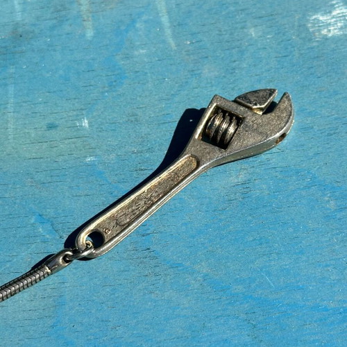 Vintage Adjustable Wrench Keychain metal, used, 6.7 cm