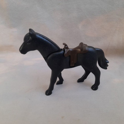 Playmobil black horse used with saddle