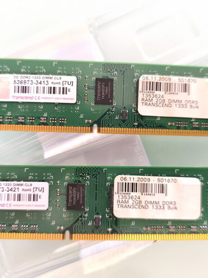 DDR3 1333 2GB Transcend memory like new, 2 pieces