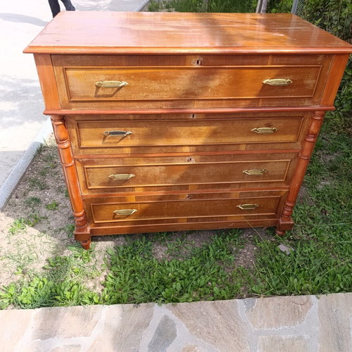 Vintage wooden dresser with 4 drawers used, 1970s