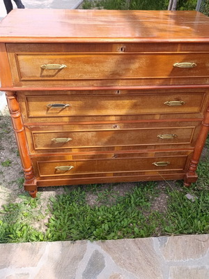 Vintage wooden dresser with 4 drawers used, 1970s