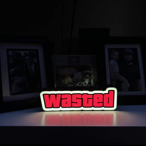Lightbox 3D print "WASTED" new, USB powered