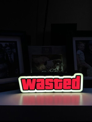 Lightbox 3D print "WASTED" new, USB powered