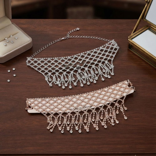 Strass necklace new, gold and silver colors