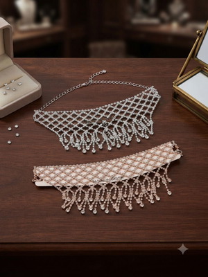 Strass necklace new, gold and silver colors