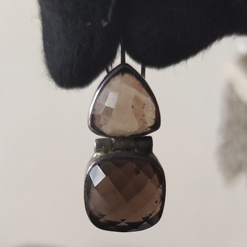 Silver earrings 925 with smoky quartz used