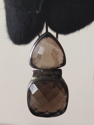 Silver earrings 925 with smoky quartz used