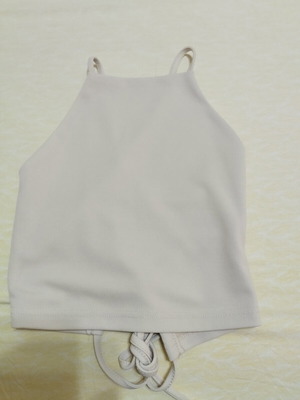 Stradivarius beige sleeveless top with lace-up back