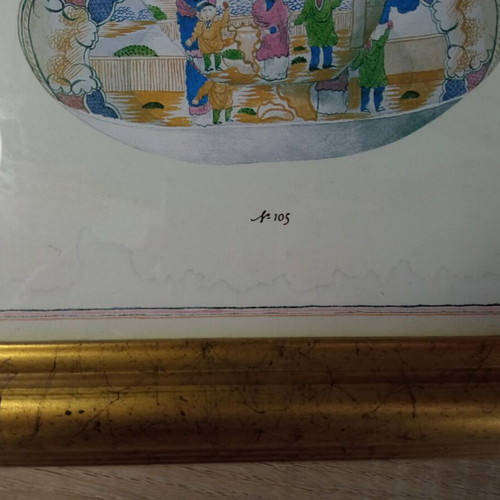 Vintage Asian frames used with gold frame, set of 2