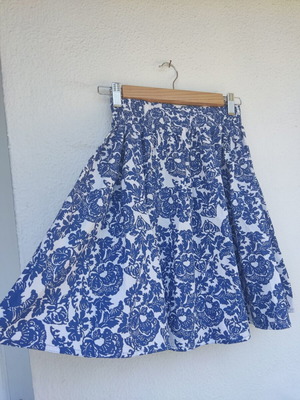 Monki skirt white blue Greek summer boho chic floral folk like new