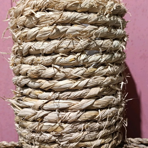 Natural woven planter with wooden base and protective lining, new