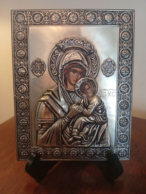 Virgin Mary Vrefokratousa silver-plated like new