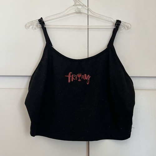 Black pajama top like new, sleeveless with design
