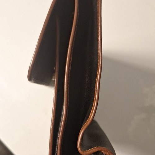 Trussardi women's leather briefcase used black with brown stitching