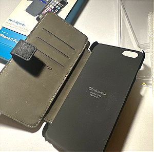 Θήκη για iPhone 6/7/8 plus cellularline μαύρη/γκρι σκούρο, πορτοφόλι