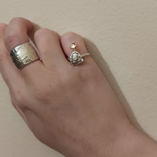 Silver-gold ring 925 & 375 size 53 new