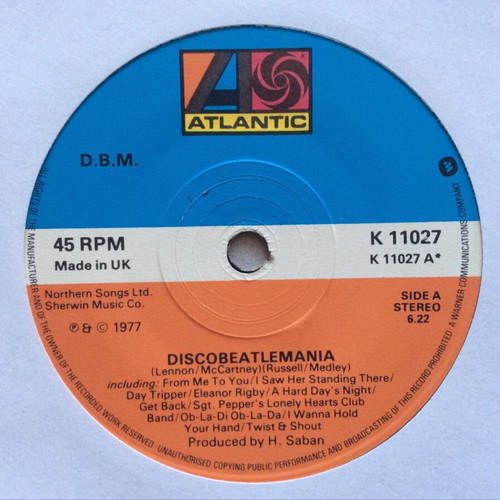D.B.M. - Discobeatlemania 45 RPM vinyl record like new, pop