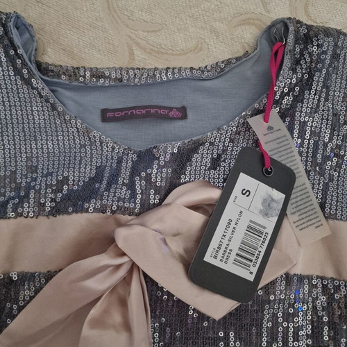 Fornarina dress with sequins and bow, new, sleeveless