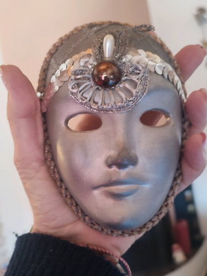 Silver decorative mask like new with beautiful handmade details