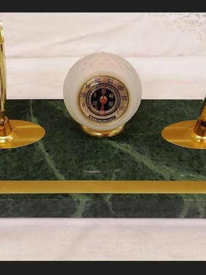 Vintage marble pen holder with thermometer like new