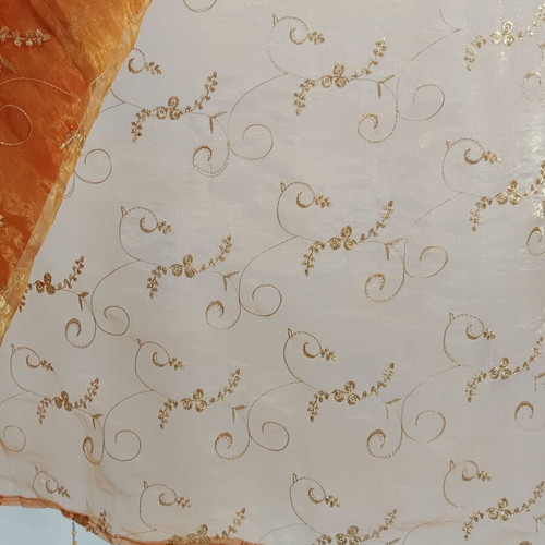 Orange organza curtain like new with beads