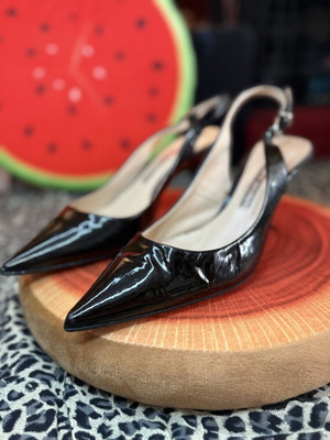 Gianna Kazakou μαύρες λουστρίνι γόβες slingback νούμερο 39 μεταχειρισμένες