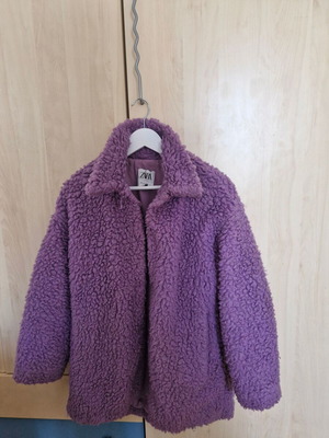 Zara purple fur coat used, size XS