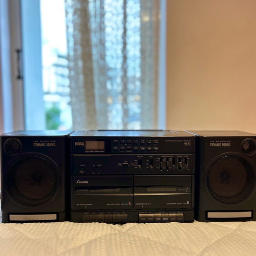 Double cassette player with detachable speakers used