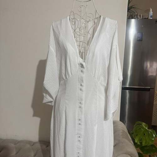 Dress semizier with ruffle details, like new, white, sizes S/M
