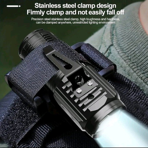 Rechargeable small flashlight with 3 LEDs, magnet and clip