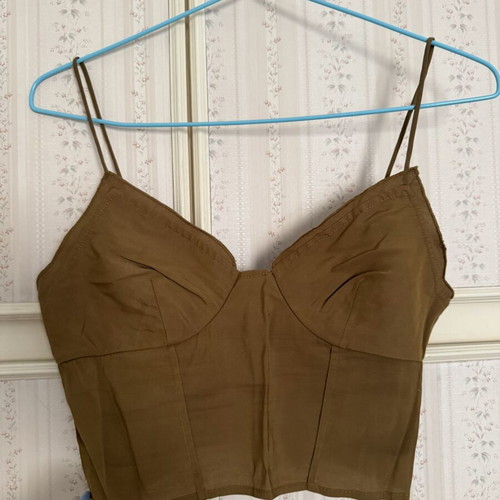 H&M Cropped Top Corset Style with Side Zipper like new, beige
