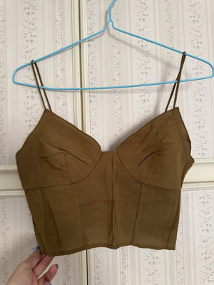 H&M Cropped Top Corset Style with Side Zipper like new, beige