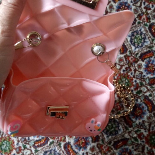 Children's silicone bag with pearls and designs used, pink