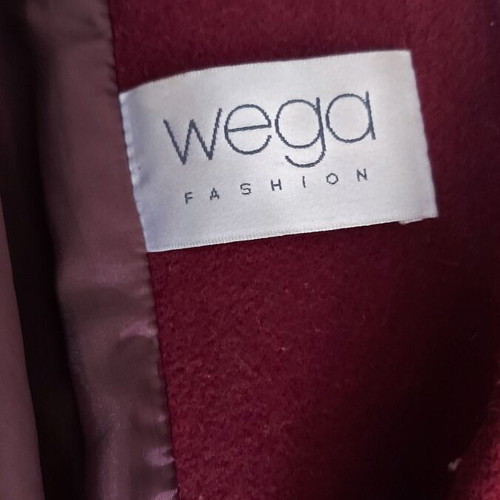 Wega red women's coat, vintage style, wool blend, sizes L-XXL