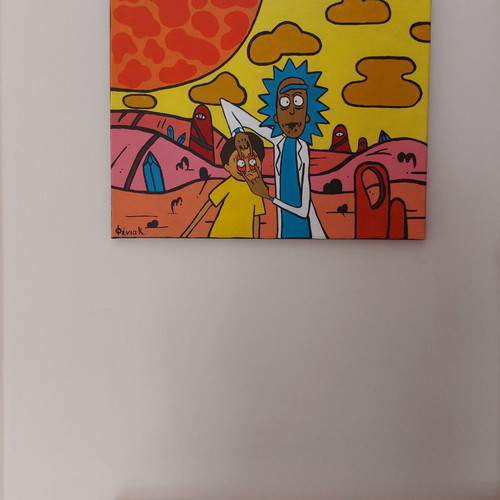 Rick and Morty paintings new, acrylic on canvas set of 2
