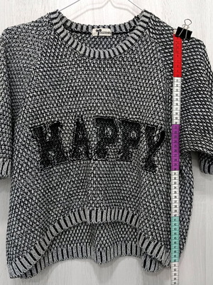Tezenis knitted blouse with short sleeve like new, black and white